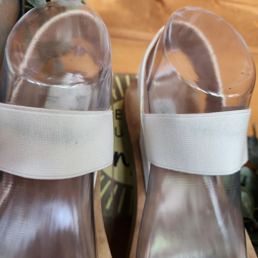 Steve Madden 💜 Jadyn Platform Sandals White Slingback Strappy Stretch Shoe 9 M